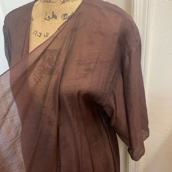 Lularoe Shirley Solid Brown Lightweight Short‎ Sleeve Kimono Cover Size M - Picture 4 of 8